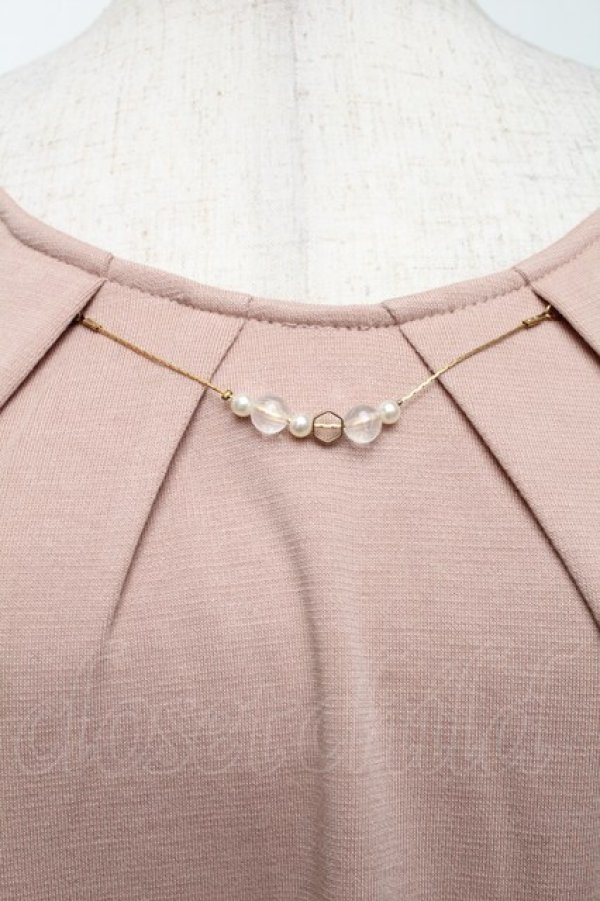 画像4: axes femme / ネックレス付袖チュールプルオーバー  アワピンク S-25-11-30-013-AX-TO-HR-ZS (4)