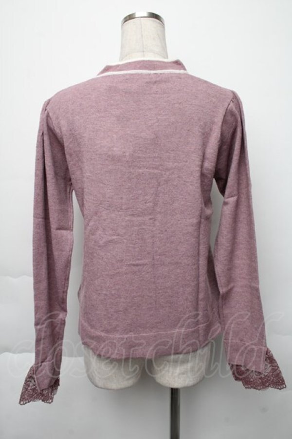 画像2: axes femme / 配色ボータイハイゲージニット  パープル S-25-11-30-014-AX-TO-HR-ZS (2)