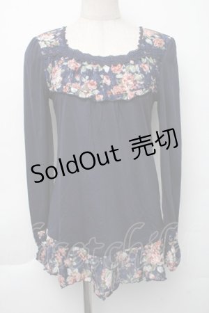 画像: axes femme / レースデザイントップス  紺 S-25-11-30-017-AX-TO-AS-ZS