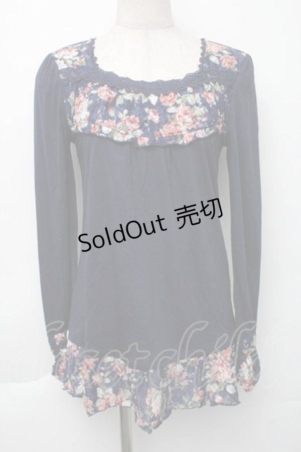 画像1: axes femme / レースデザイントップス  紺 S-25-11-30-017-AX-TO-AS-ZS (1)