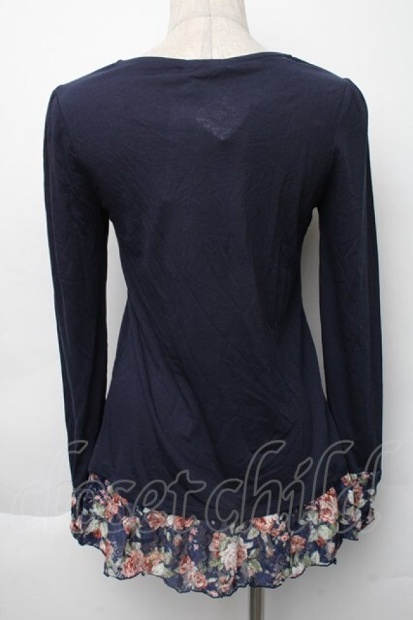 画像2: axes femme / レースデザイントップス  紺 S-25-11-30-017-AX-TO-AS-ZS (2)