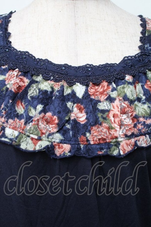 画像3: axes femme / レースデザイントップス  紺 S-25-11-30-017-AX-TO-AS-ZS (3)