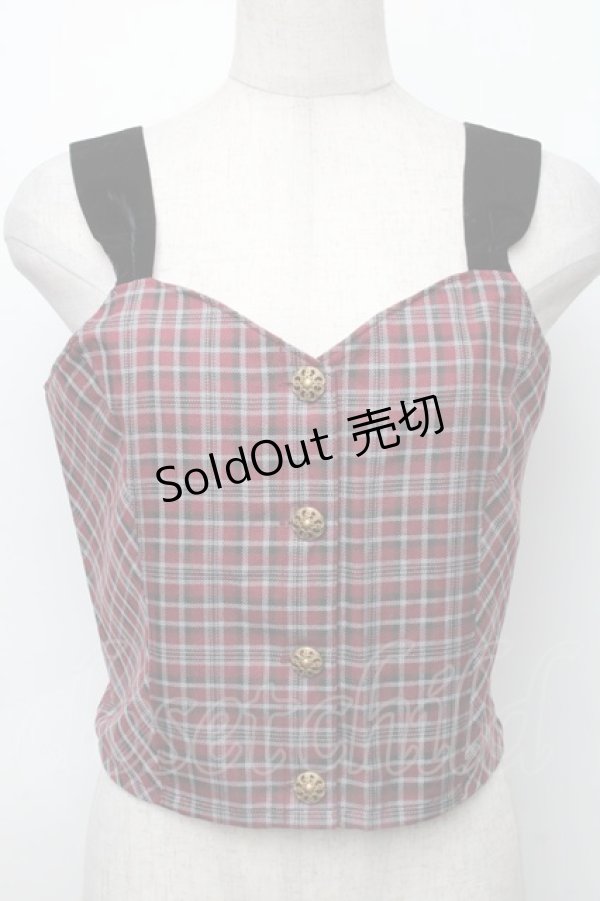 画像1: axes femme / タータンチェックビスチェ  ワイン S-25-11-30-018-AX-TO-HR-ZS (1)