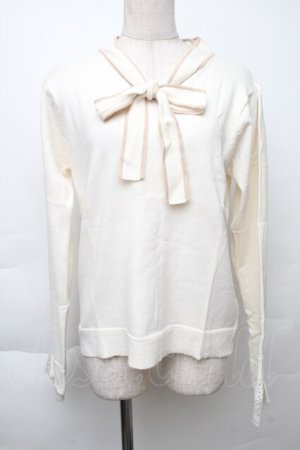 画像: axes femme / 配色ボータイハイゲージニット  オフ S-25-11-30-003-AX-TO-HR-ZS