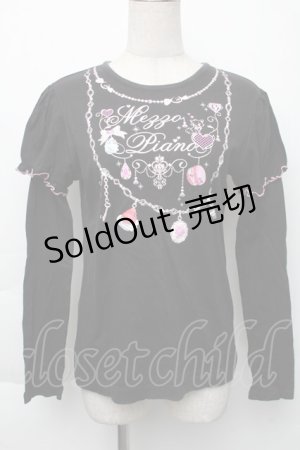 画像: LOLITA / プリントカットソー  黒ｘピンク S-25-11-30-020-LO-BG-HR-ZS