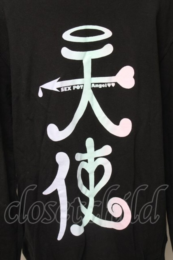 画像2: SEX POT ReVeNGe / 天使プリントパーカー  黒 S-25-11-30-022-SP-TS-HR-ZS (2)