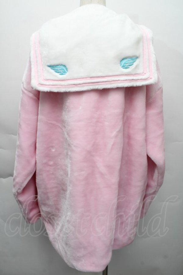 画像2: LISTEN FLAVOR / エンジェルセーラーボアブルゾン  ピンクｘ白 S-25-11-30-025-PU-TO-HR-ZS (2)