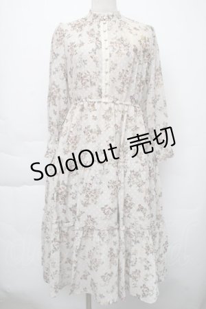 画像: axes femme / レース襟付花柄ロングワンピース  キナリ S-25-11-30-031-AX-OP-HR-ZS