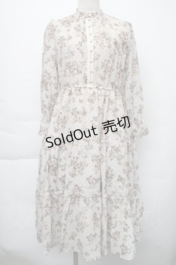 画像1: axes femme / レース襟付花柄ロングワンピース  キナリ S-25-11-30-031-AX-OP-HR-ZS (1)