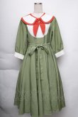 画像1: Favorite / ハサミ風リボンのお裁縫デザインワンピース  グリーン S-25-12-01-033-LO-OP-HR-ZT048 (1)