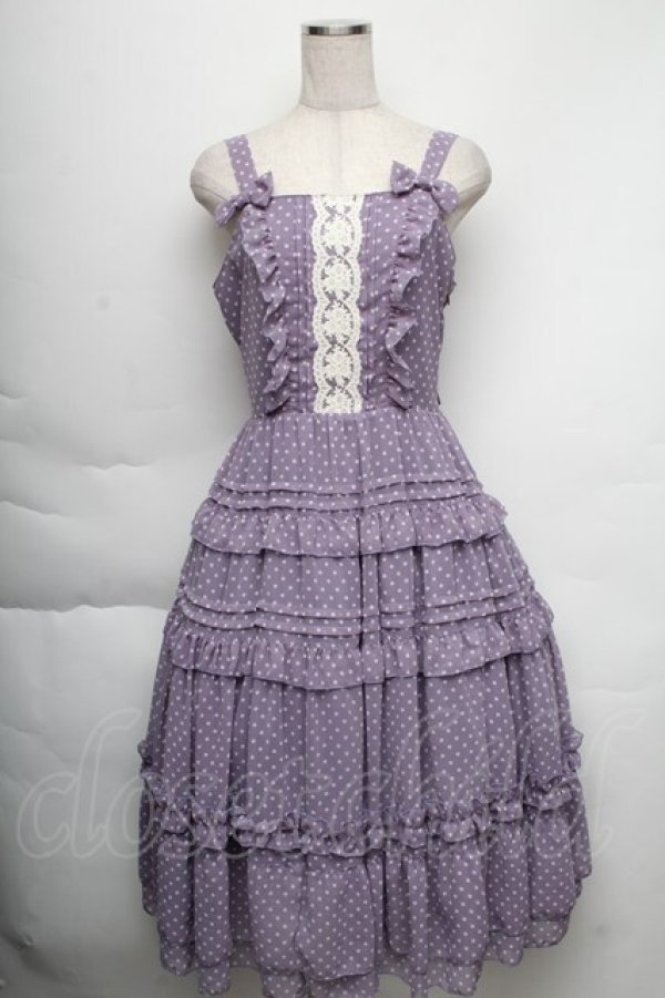 画像1: heavenly garden / ドットフリルワンピース  ラベンダー S-25-12-01-034-LO-OP-AS-ZS (1)