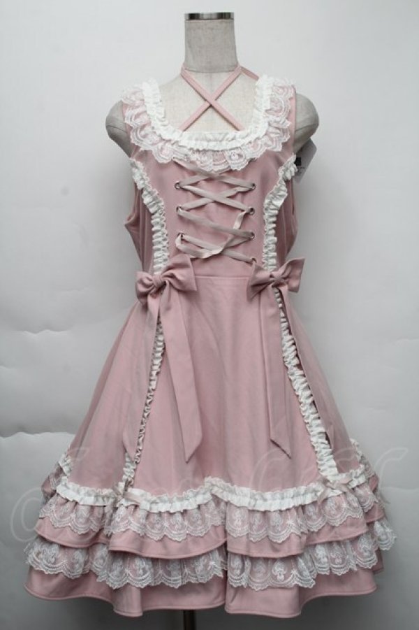 画像1: DearMyLoveEmily / ミルフィーユフリルジャンパースカート LL ピンク S-25-12-01-039-LO-OP-HR-ZS (1)