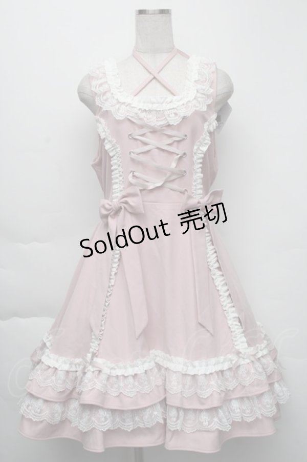 画像1: DearMyLoveEmily / ミルフィーユフリルジャンパースカート LL ピンク S-25-12-01-039-LO-OP-HR-ZS (1)