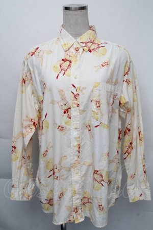 画像: PINK HOUSE / うさぎリボン総柄ブラウス  アイボリー S-25-12-01-005-LO-BL-SA-ZT151