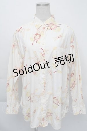 画像: 【SALE】PINK HOUSE / うさぎリボン総柄ブラウス  アイボリー S-25-12-01-005-LO-BL-SA-ZT151