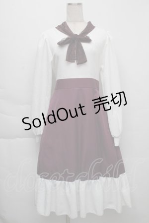 画像: 【SALE】HirokoTokumine / レースカラーワンピース  ワインｘ白 S-25-12-01-040-LO-OP-AS-ZT516
