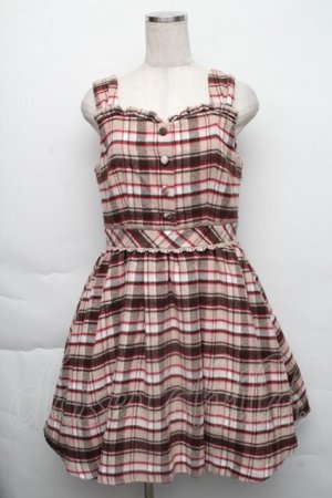 画像: LODISPOTTO / チェックニットジャンパースカート  ブラウン S-25-12-01-048-LO-JA-HR-ZT154