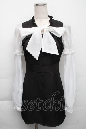 画像: Bubbles / チュール袖ワンピース  黒ｘ白 S-25-12-01-050-CA-OP-AS-ZT136