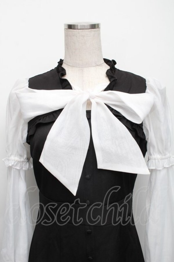 画像3: Bubbles / チュール袖ワンピース  黒ｘ白 S-25-12-01-050-CA-OP-AS-ZT136 (3)