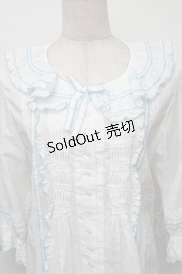 画像3: PINK HOUSE / ローンフリルブラウス  サックスＸ白 S-25-12-01-006-LO-BL-SA-ZS (3)