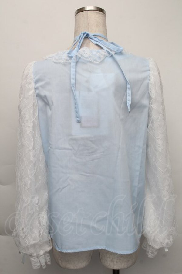 画像2: Lovely Tency / alsチョーカーレースブラウス M サックス S-25-12-01-007-LO-BL-AS-ZT143 (2)