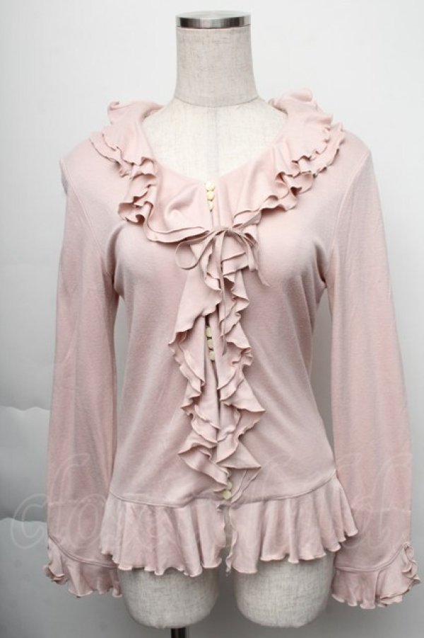 画像1: INGEBORG / ダブルフリルカーディガン  ピンク S-25-12-01-009-LO-TO-SA-ZT143 (1)