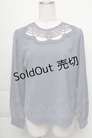 画像: 【SALE】an another angelus / ラインヨークプルオーバーブラウス  ブルーグレー S-25-12-01-010-CA-BL-AS-ZT037