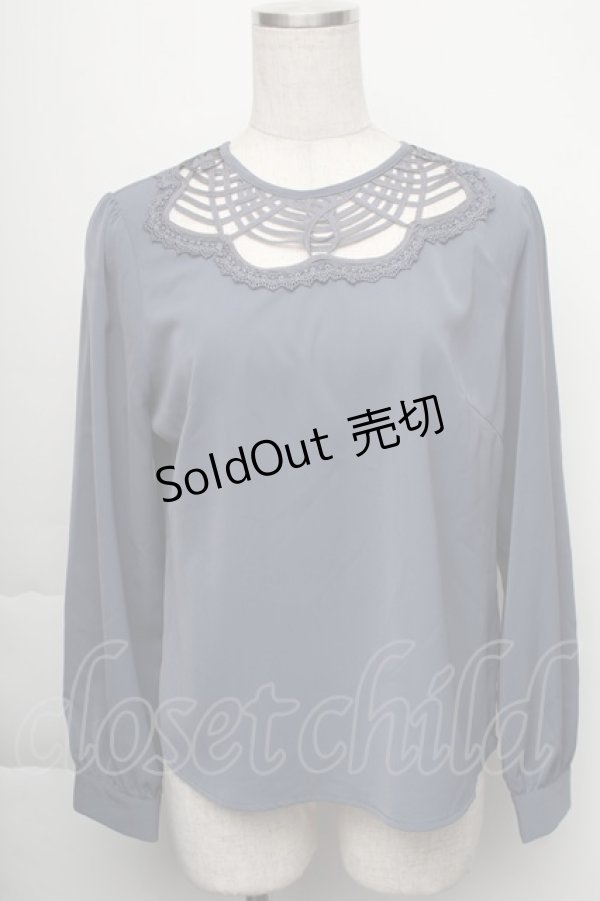 画像1: 【SALE】an another angelus / ラインヨークプルオーバーブラウス  ブルーグレー S-25-12-01-010-CA-BL-AS-ZT037 (1)