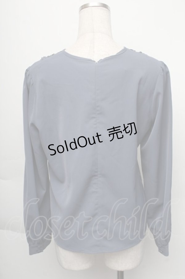 画像2: 【SALE】an another angelus / ラインヨークプルオーバーブラウス  ブルーグレー S-25-12-01-010-CA-BL-AS-ZT037 (2)