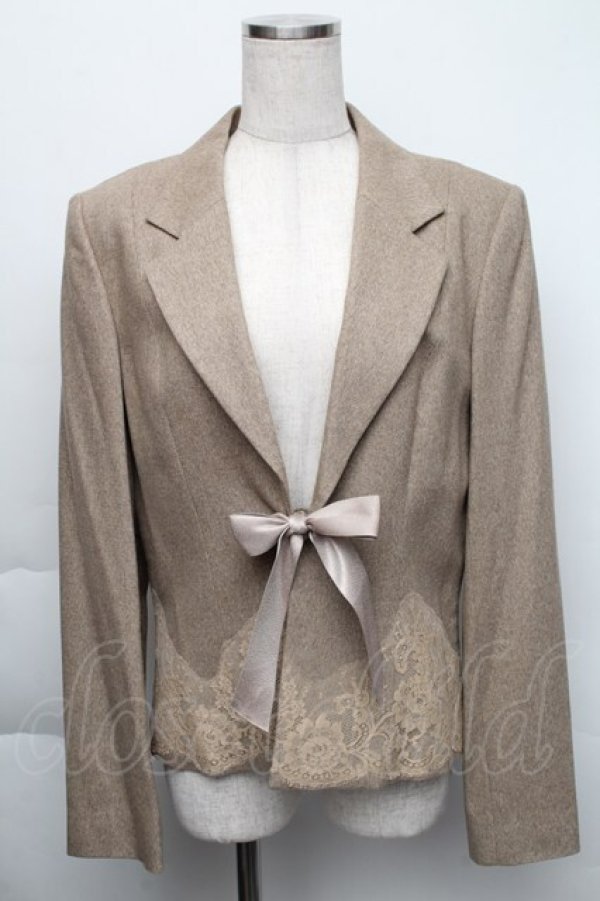 画像1: INGEBORG / 裾レースジャケット L ブラウン S-25-12-01-011-LO-JA-SA-ZT037 (1)