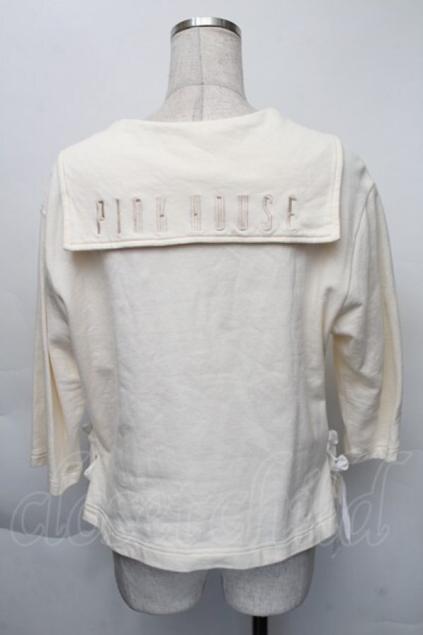 画像2: PINK HOUSE / セーラーカラースウェットカーディガン  アイボリー S-25-12-01-012-LO-TO-SA-ZT032 (2)