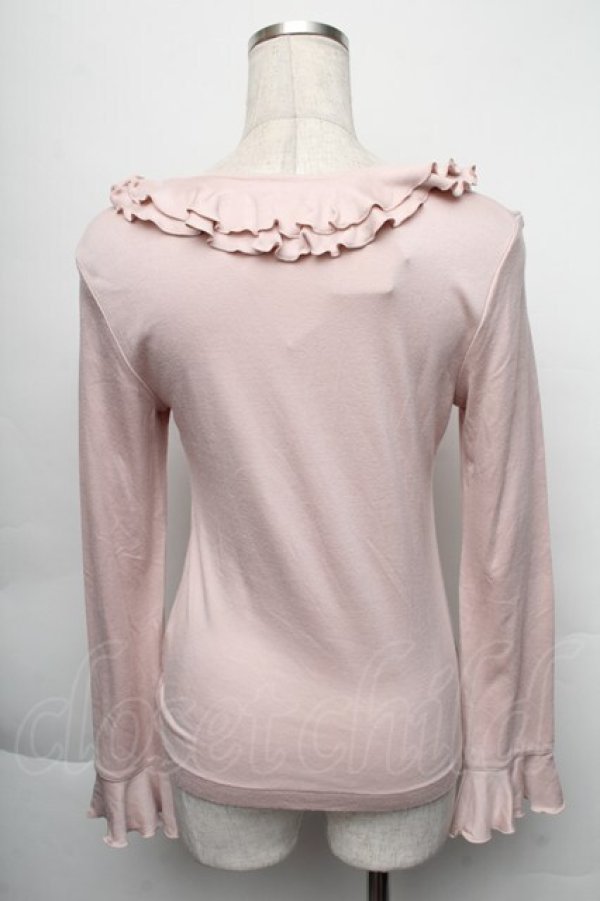 画像2: INGEBORG / ダブルフリル襟リボンカットソー  ピンク S-25-12-01-013-LO-TO-SA-ZT032 (2)