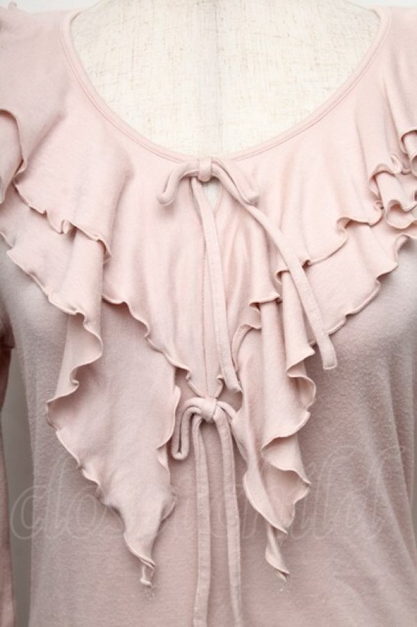 画像3: INGEBORG / ダブルフリル襟リボンカットソー  ピンク S-25-12-01-013-LO-TO-SA-ZT032 (3)