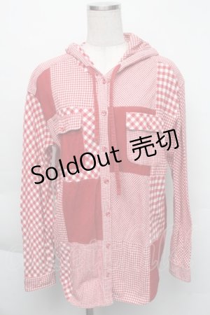 画像: PINK HOUSE / チェックパーカー付きシャツ  レッド S-25-12-01-016-LO-BL-SA-ZS