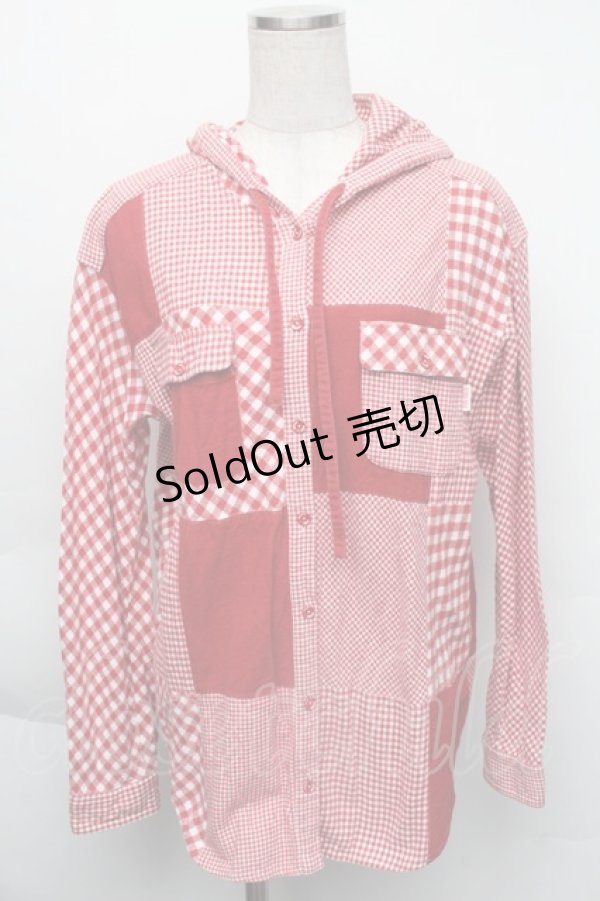 画像1: PINK HOUSE / チェックパーカー付きシャツ  レッド S-25-12-01-016-LO-BL-SA-ZS (1)