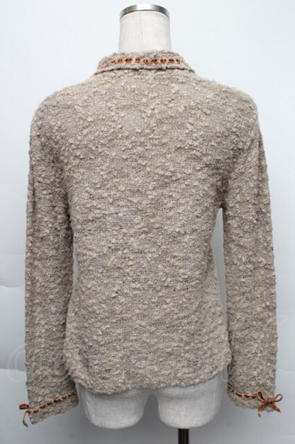 画像2: INGEBORG / ベルベットリボン襟付きカーディガン M グレー S-25-12-01-018-LO-TO-SA-ZT037 (2)