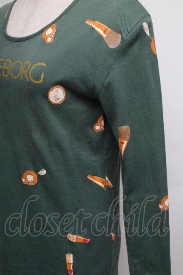 画像3: INGEBORG / コスメ&アクセサリープリントカットソー  グリーンＸブラウン S-25-12-01-021-LO-TO-SA-ZT154 (3)