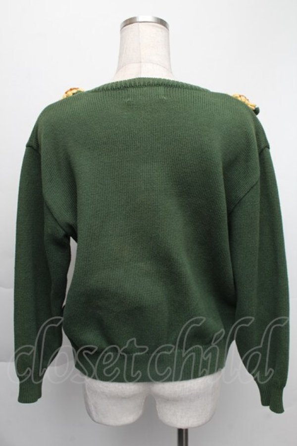 画像2: PINK HOUSE / ひまわりモチーフニットカーディガン  グリーンＸイエロー S-25-12-01-022-LO-TO-SA-ZT167 (2)