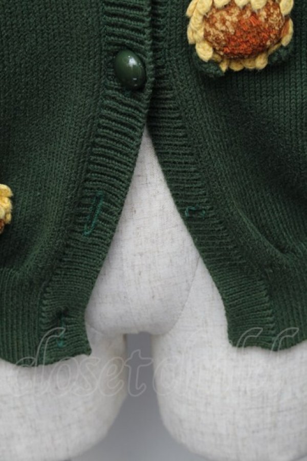 画像4: PINK HOUSE / ひまわりモチーフニットカーディガン  グリーンＸイエロー S-25-12-01-022-LO-TO-SA-ZT167 (4)