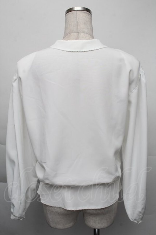 画像2: KANEKO ISAO / リボンラウンドブラウス  白 S-25-12-01-003-EL-BL-SA-ZT136 (2)