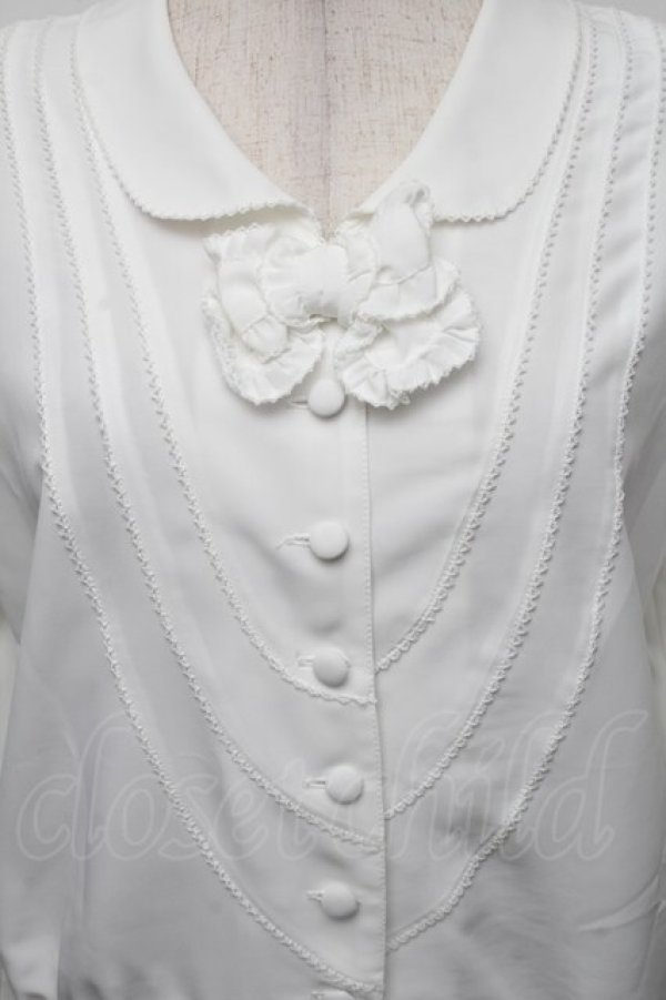 画像3: KANEKO ISAO / リボンラウンドブラウス  白 S-25-12-01-003-EL-BL-SA-ZT136 (3)