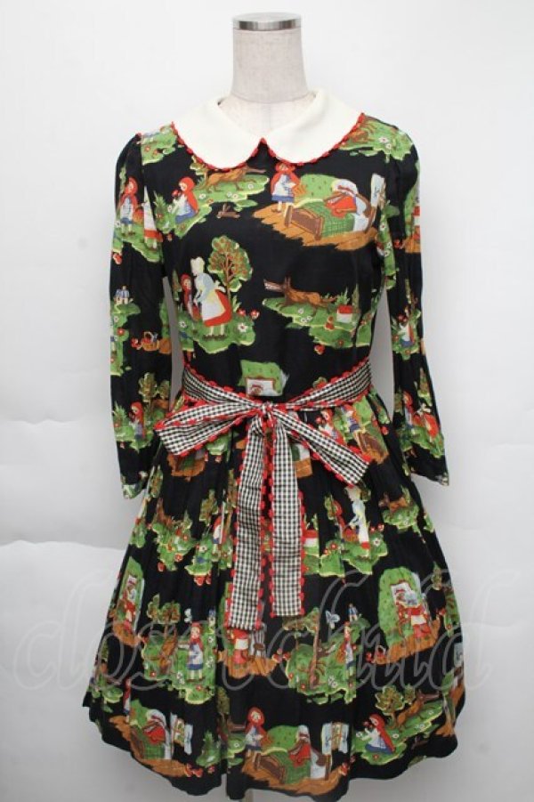 画像1: Jane Marple / シャペロンルージュラウンドカラーワンピース  黒 S-25-12-01-028-JM-OP-HR-ZS (1)