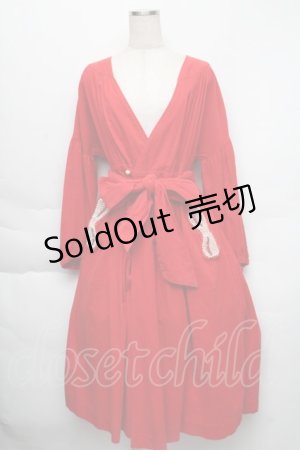 画像: 【SALE】Franche Lippee / ビーズ刺繍ガウン  赤 S-25-12-01-031-LO-OP-HR-ZT044