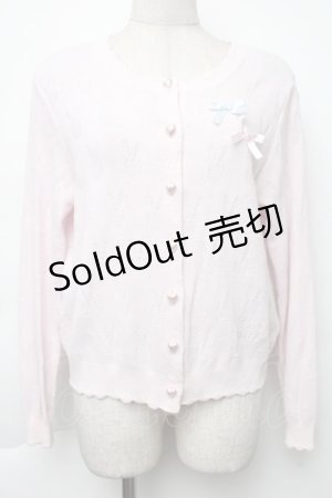 画像: Nile Perch / うさぎ透かし編みカーディガン  ピンク S-25-12-02-027-LO-TO-HR-ZS