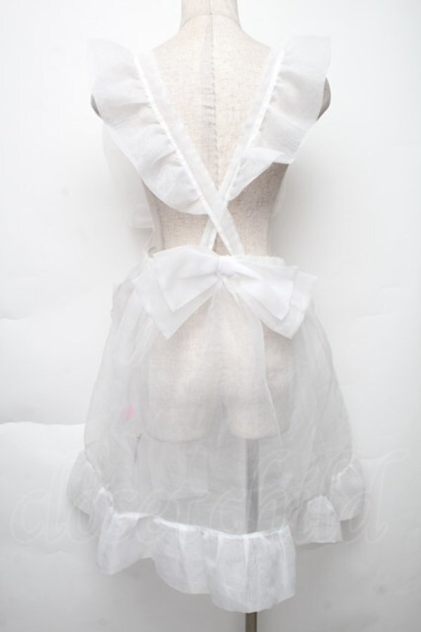 画像2: Nile Perch / オーガンジーフリルエプロンドレス  白 S-25-12-02-030-LO-OP-HR-ZS (2)