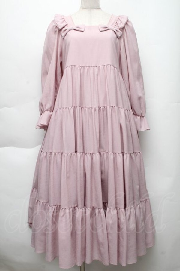 画像1: Maria pipi / リボン&ティアードドレス  ピンク S-25-12-02-033-EL-OP-AS-ZS (1)