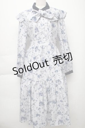 画像: axes femme POETIQUE / トワルドジュイ風花柄ワンピース  サックス S-25-12-02-037-AX-OP-AS-ZS