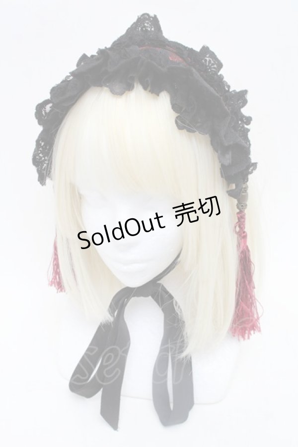 画像1: Ozz oneste / チャイナデザインタッセルヘッドドレス  黒×ボルドー S-25-12-02-005-OO-AC-HR-ZS (1)