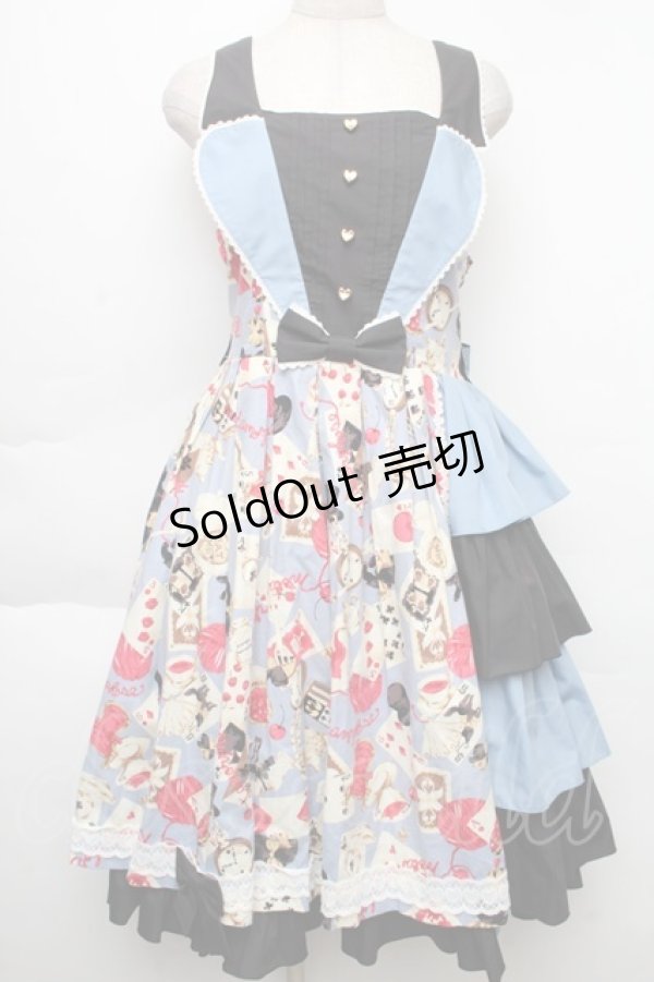 画像1: metamorphose / Wonder Card Queen of Hearts ジャンパースカート  サックス S-25-12-02-038-ME-OP-HR-ZS (1)