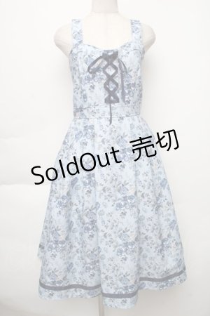 画像: axes femme / ロマンティックローズ柄ジャンパースカート  サックス S-25-12-02-039-AX-OP-AS-ZS